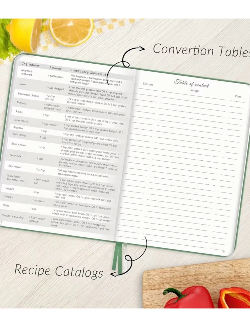 Blank Recipes Book to write in your own journal hold 105 recipes Green NEW